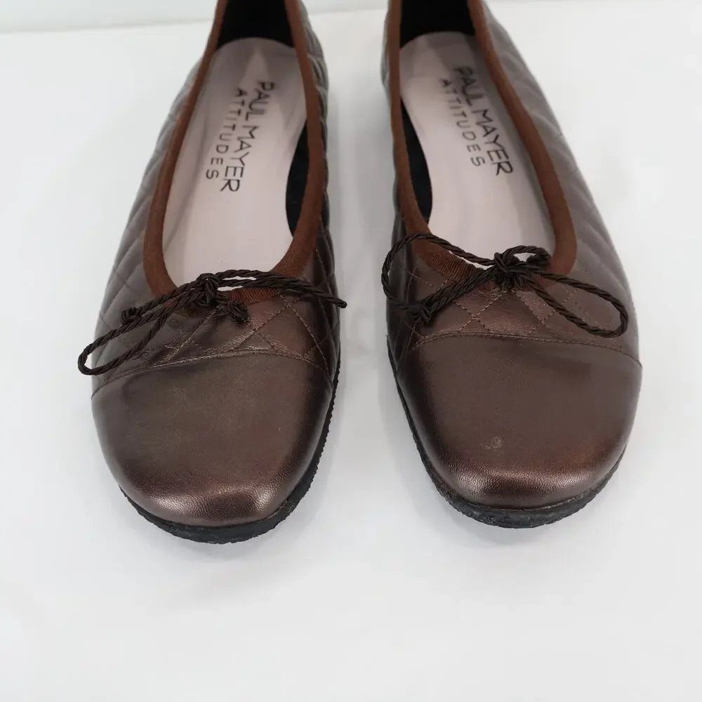 Paul Mayer Attitudes Quilted Metallic Brown Ballet Flats Size 9